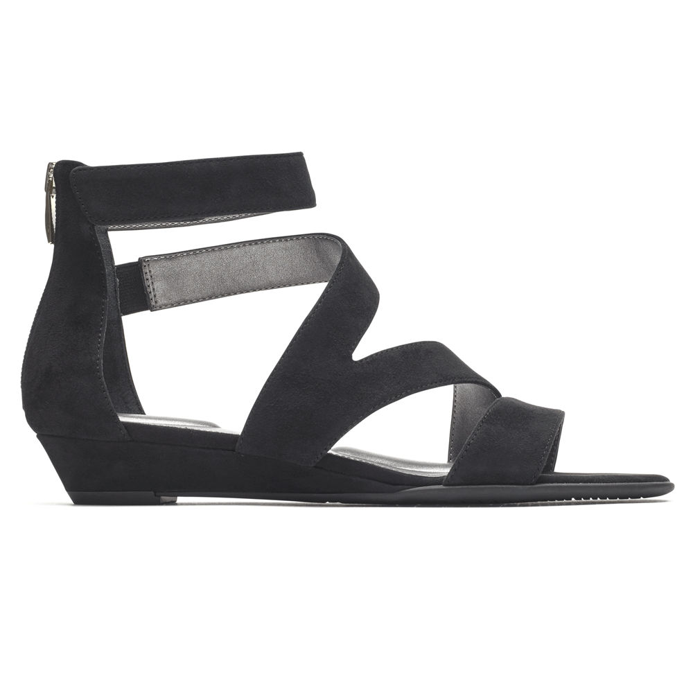 Sandálias Rockport Mulher Pretas - Total Motion Zandra Strappy - 53648DWKM